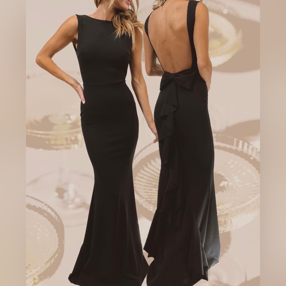 L’ABEYE BLACK BOW BACK MAXI DRESS